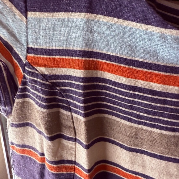 EUC- Lily & Me Striped Linen Blend Midi Dress - Blue, orange, White- Size Small - Picture 4 of 9